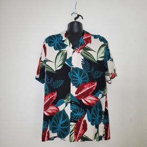 Express Men's Top XL Multicolor Casual Button Front Tropical Beach Vacation